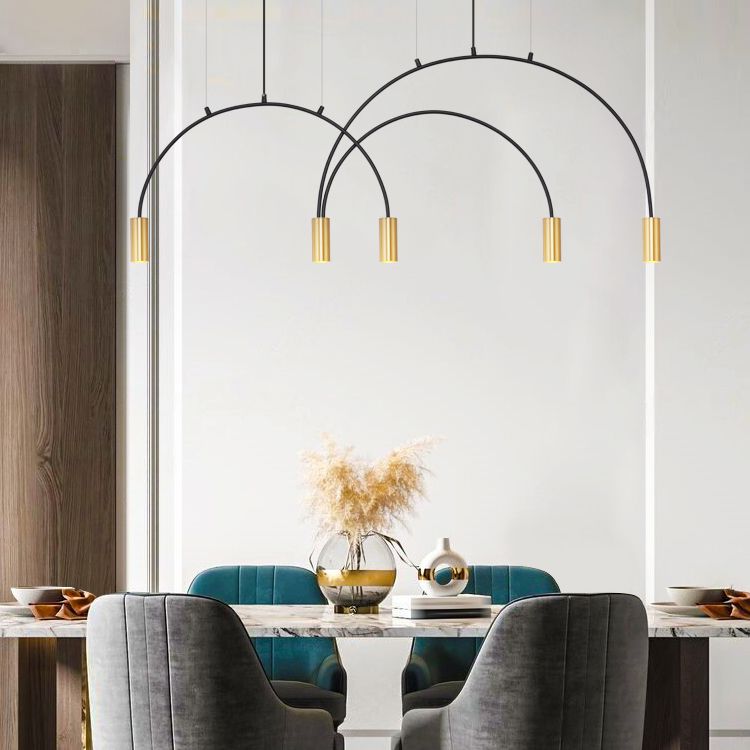 Contemporary Pendant Lights Cylinder Island Lights Metal 5 Light for Kitchen Island