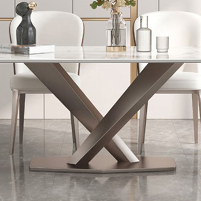 Designer Style Sintered Stone Top Dining Set 1/4/5/7 Pieces Dining Table with White Chairs