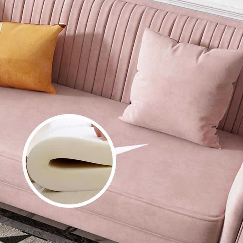Glam Sewn Pillow Back Living Room Slipcovered Sloped Arm Seating