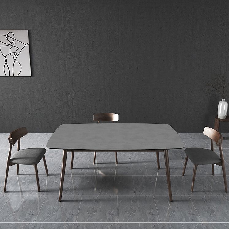 Rectangle Stone Top Dining Table Mid-Century Modern Dining Table with 4 Legs