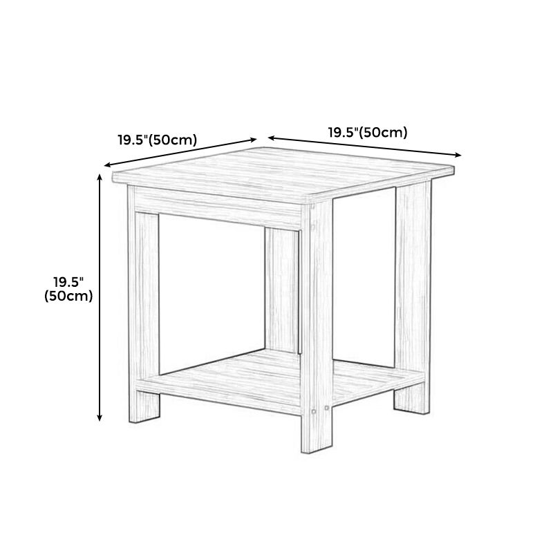 Farmhouse Licing Room Wood Side Table Four-Leg Side Table with One Shelf