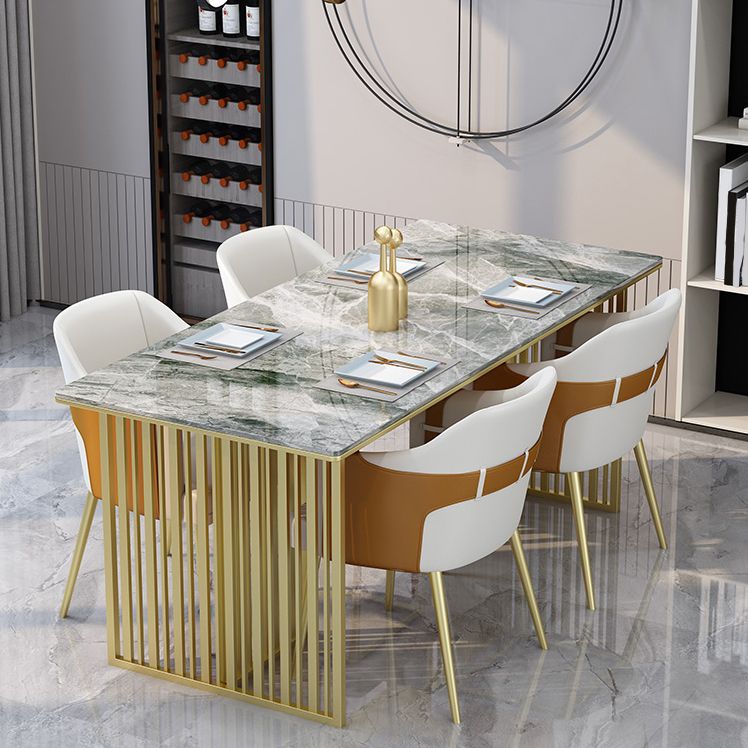 Luxury Sintered Stone Dining Table Rectangle Table with Double Pedestal