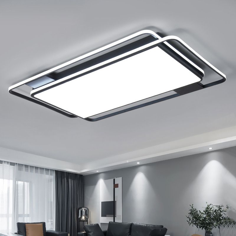 Modern Style Black Led Flush Mount Fixture Geometric Acrylic Flush Ceiling Lighting