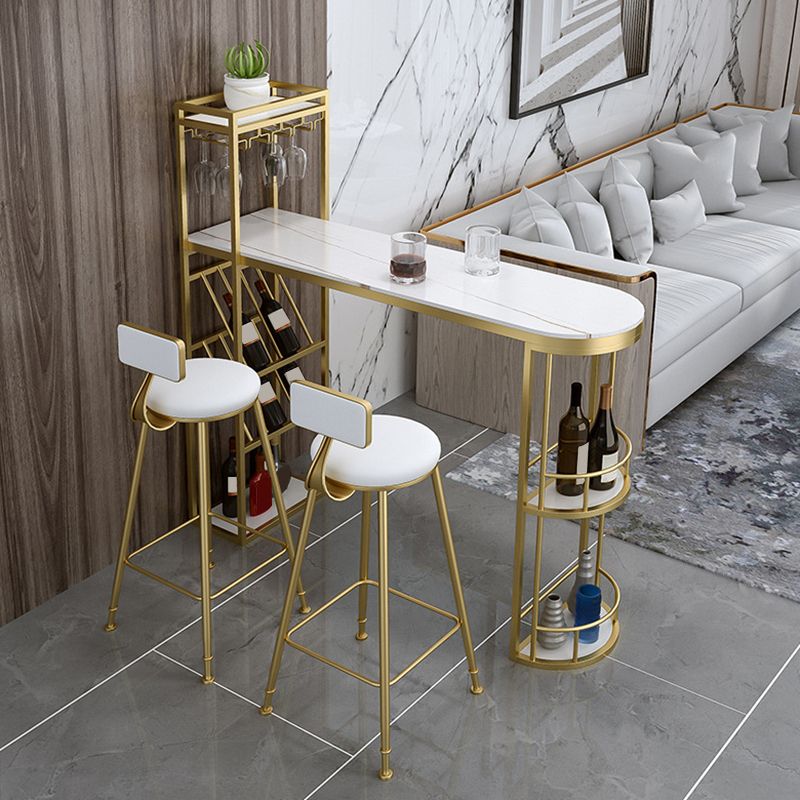 Glam Pub Table Specialty Bar Height Bar Table with Wine Rack