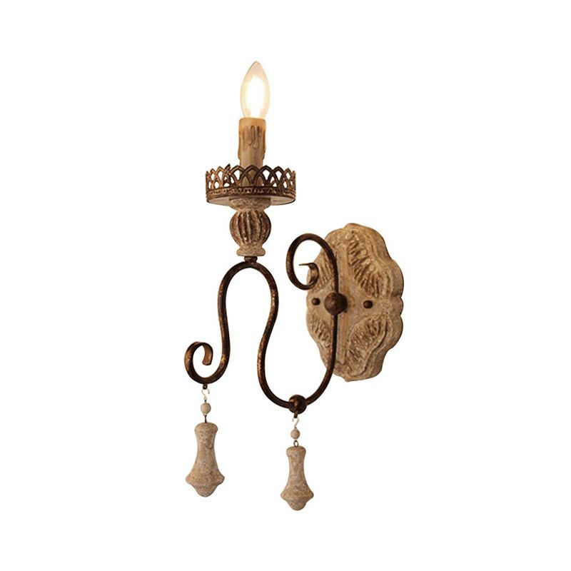 1/2-Light Candle Style Wall Mount Lighting Antiqued Bronze Metal Wall Lamp for Bedroom