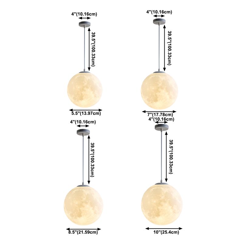 Globe Acrilic Hanging Light, semplice Lampada per tonalità luna per la camera da letto