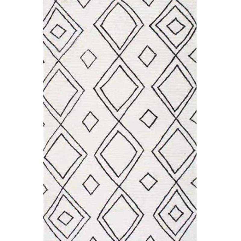 Minimalist Rhombus Line Art Rug Multicolor Southwestern Rug Synthetics Washable Anti-Slip Pet-Friendly Rug for Living Room