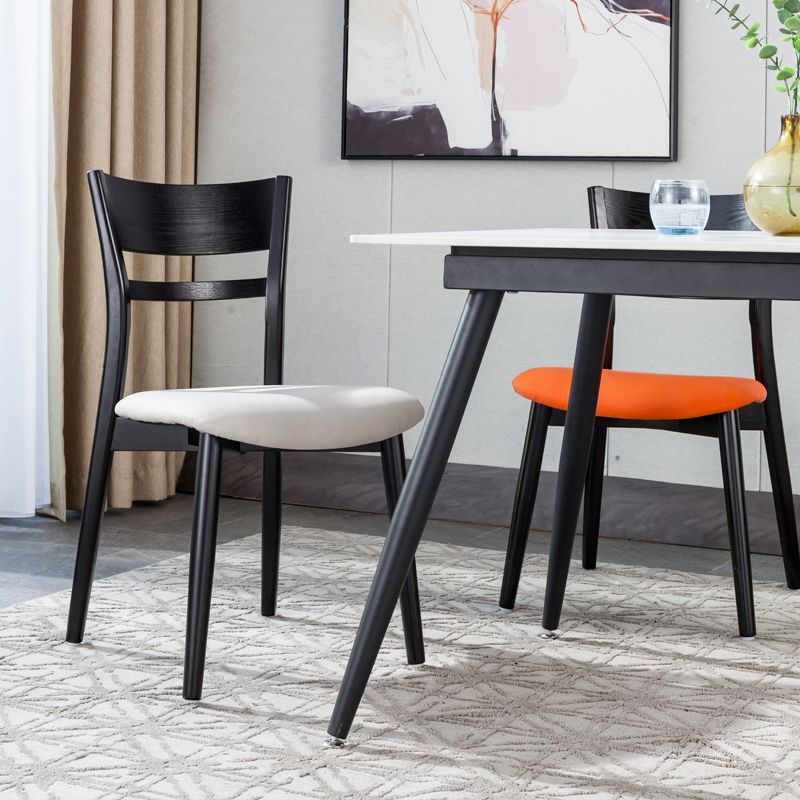 Industrial Home Open Back Chair Matte Finish Wood Dining Chair