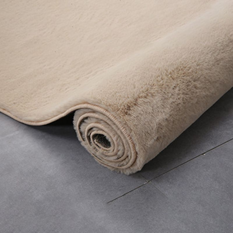 Camel Casual Rug Polyester Pure Color Rug Stain Resistant Rug for Living Room