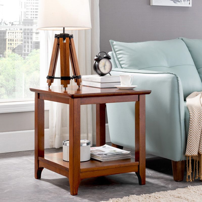 Modern Style Cocktail Table Rubber Wood Square Wood/walnut/black Coffee Table