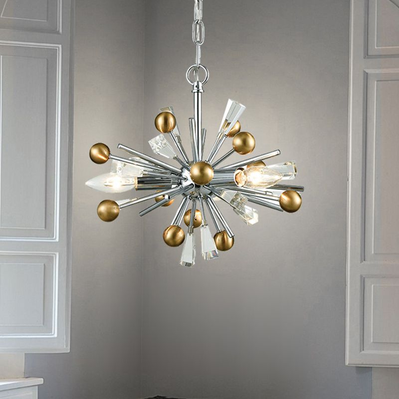 Metaal sputnik kroonluchter designer stijl zilveren suspensie verlichtingsarmatuur voor woonkamer