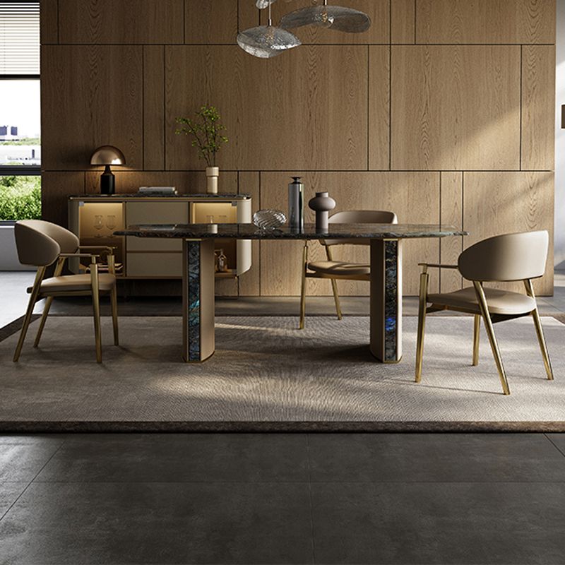 Glam Faux Leather Dining Chairs Dining Arm Chair with Upholstered