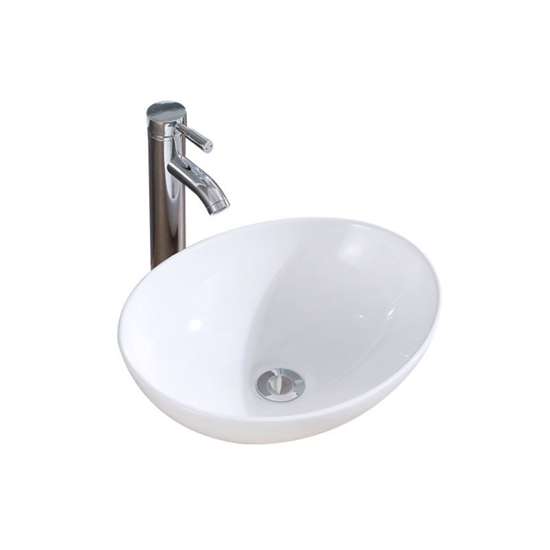 Modern Vessel Bathroom Sink Porcelain Oval Vessel Lavatory Sink(Not Included Faucet)