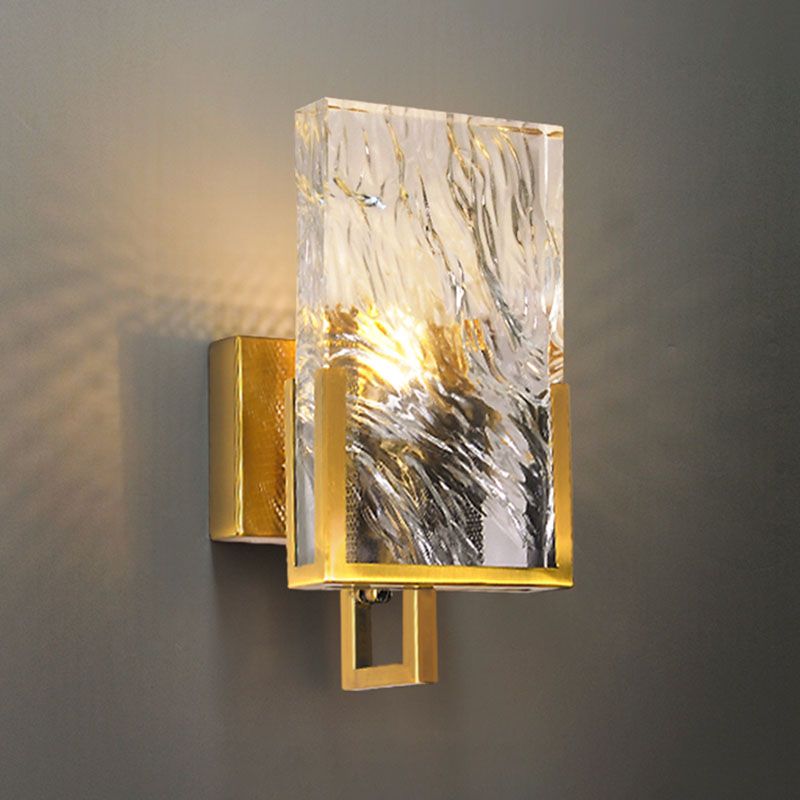 1 Lichtgold zeitgenössische Wandbeleuchtung Kristallquadrat-Wandbeleuchtung für Schlafzimmer