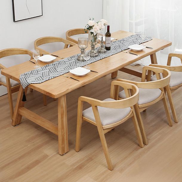 Solid Wood Top Dining Table Modern Simple Table with 4 Legs for Living Room