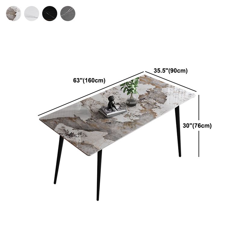 Stone Top Table 4 Legs Rectangle Dining Table for Home Kitchen Dinner