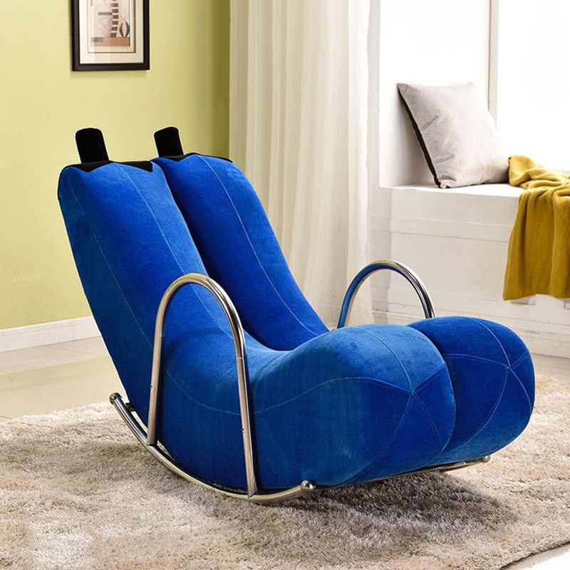 Contemporary Rocker Chair Fabric With Gray Frame Rocking Accent Chair