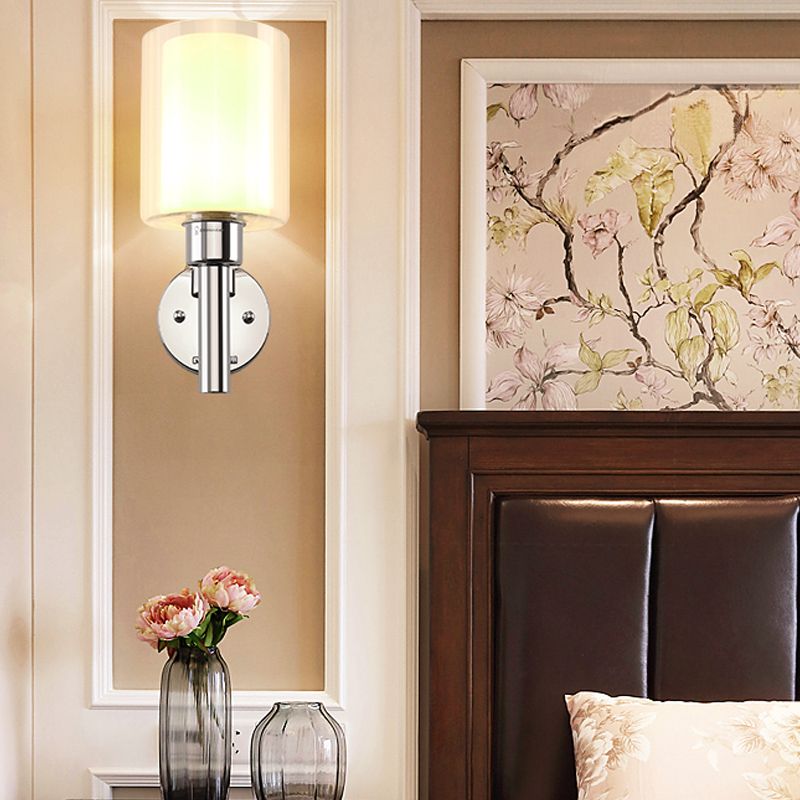 Pencil Arm Sconce Minimalism Metal 1 Head Wall Mount Light Fixture in Chrome for Stairway