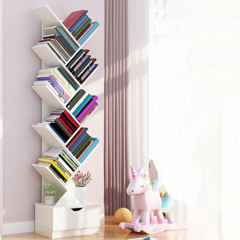 Contemporary Open Back Bookshelf Freestanding Standard Bookcase with Tree Theme