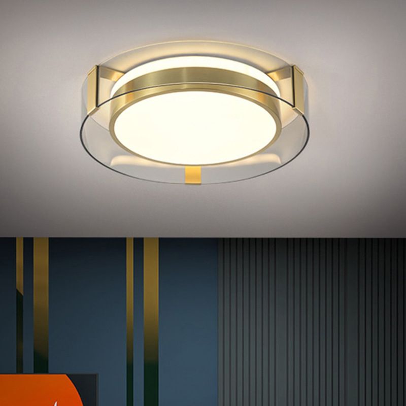 Round Flush Light Modern Style Metal 1 Light Flush Ceiling Light Fixture