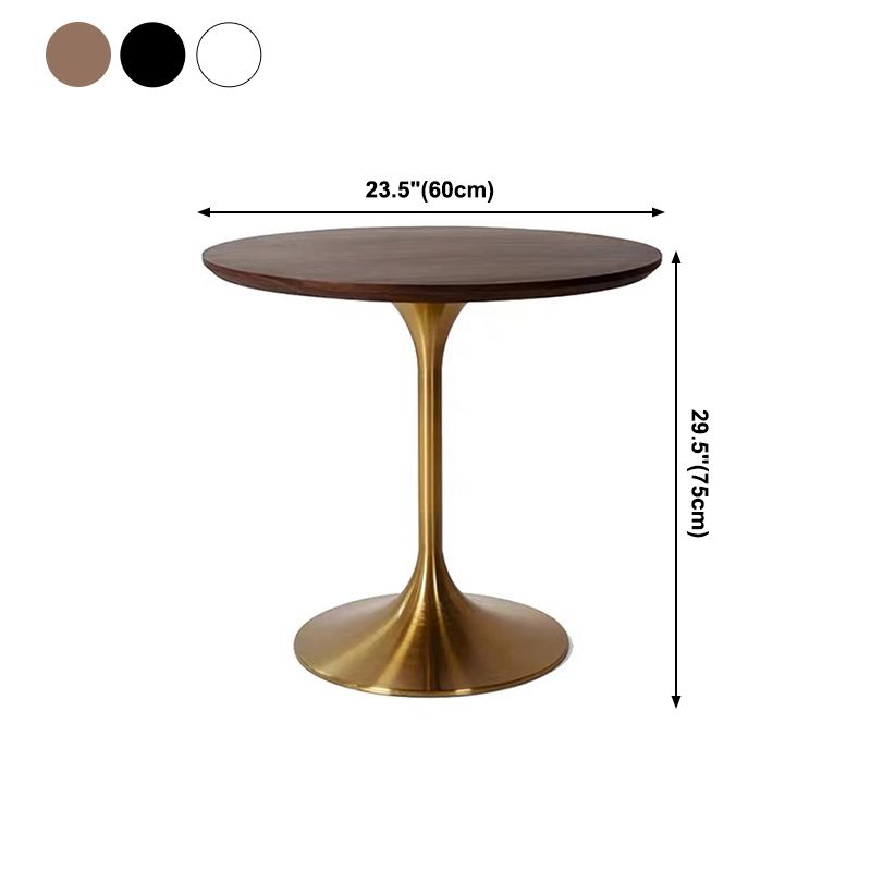 Metal Contemporary Round Dining Table Solid Wood Top Table for Dining Room