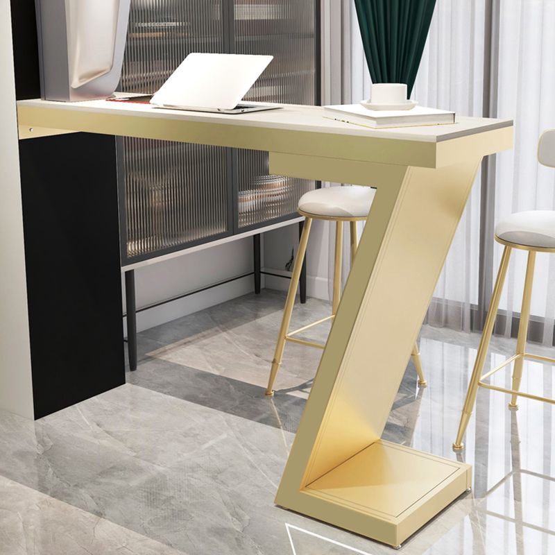 Contemporary Style Bar Height Table Rectangle Stone Bistro Bar Desk
