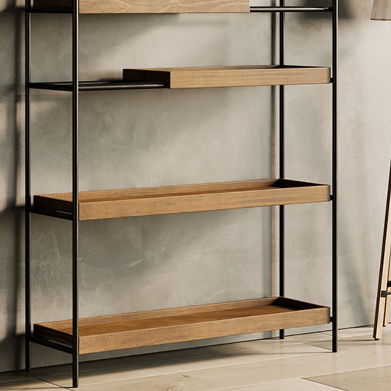 Contemporary Wooden Bookshelf Open Back Etagere Bookcase with Shelves