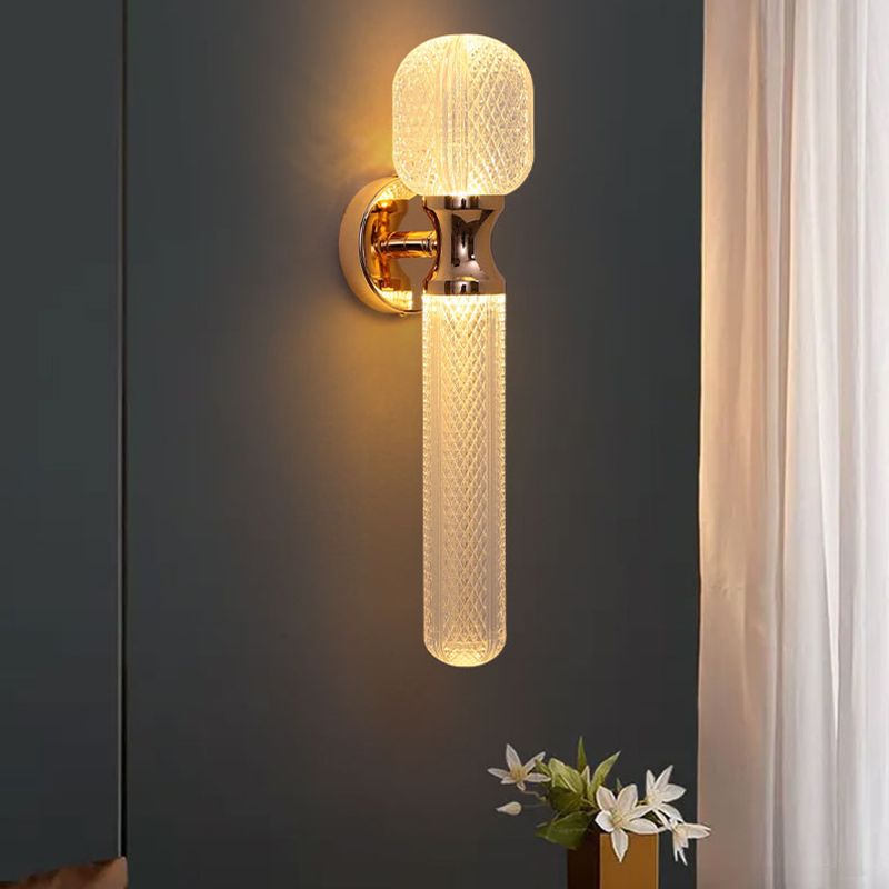 Post Modern 2 - Light Torch Wall Light Metal and Acrylic Wall Light in Gold and Clear