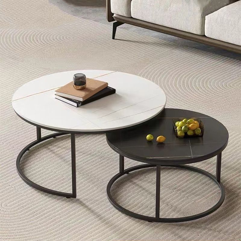 Round Nesting Coffee Table Modern Minimalist Slate Coffee Table