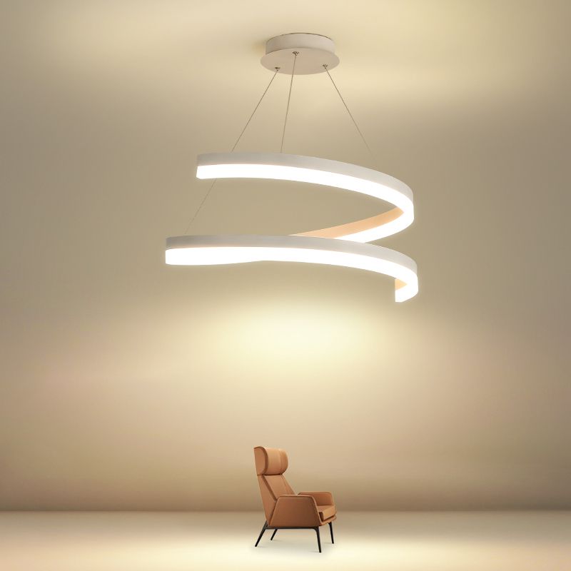 Curvas sin costuras Luz de colgante lámpara de lámpara contemporánea metal 1 luz