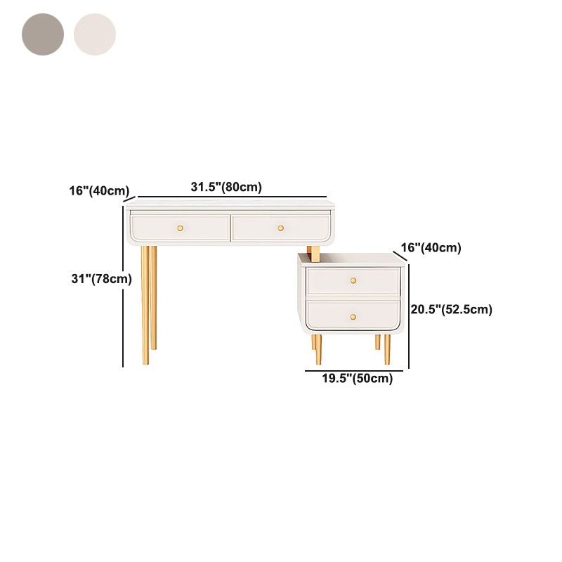 Bedroom Make-up Vanity in White/Grey Stone Top Dressing Table