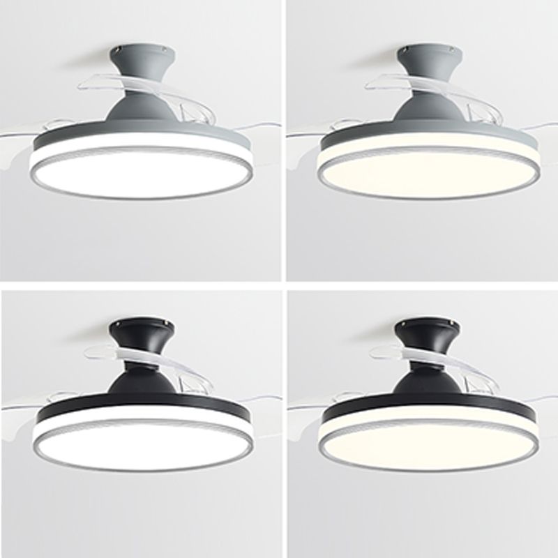 LAME MODERNE INVISIBLE FAN lampe à manger Circulaire LED Semi Flush Plafond Light