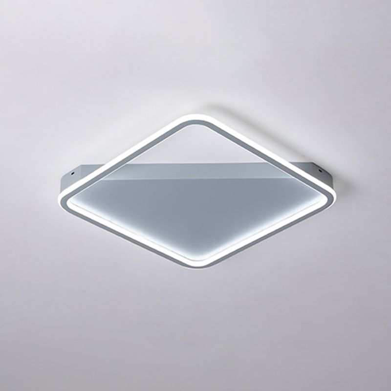 Simple Slim Square Hoop Ceiling Flush Iron Bedroom 16.5"/22" Wide LED Flush Mounted Lighting in Warm/White Light