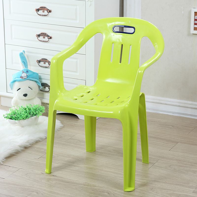 Sillas de comedor apilables de estilo minimalista, respaldo de listón de plástico, silla lateral para el hogar