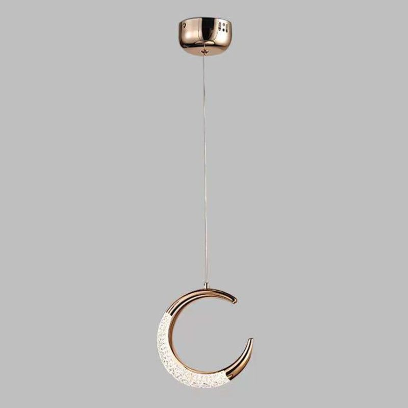 Gold Moon LED Hanging Light in Modern Luxury Style Zine-Alloy Pendant Light with Acrylic Shade