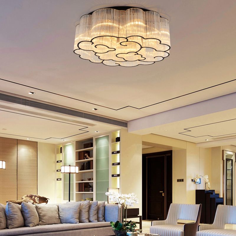 Nordic Style Ceiling Light Cloud Shape Ceiling Lamp with Glass Shade for Bedroom
