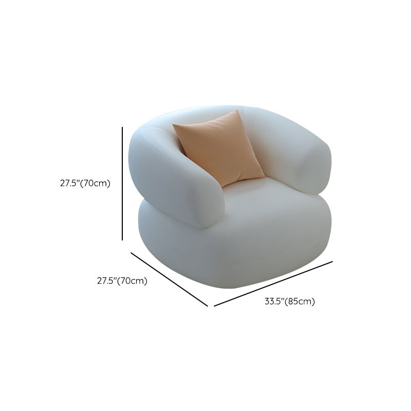 White Cushion Solid Wood Curved Corner Loveseat for Living Room