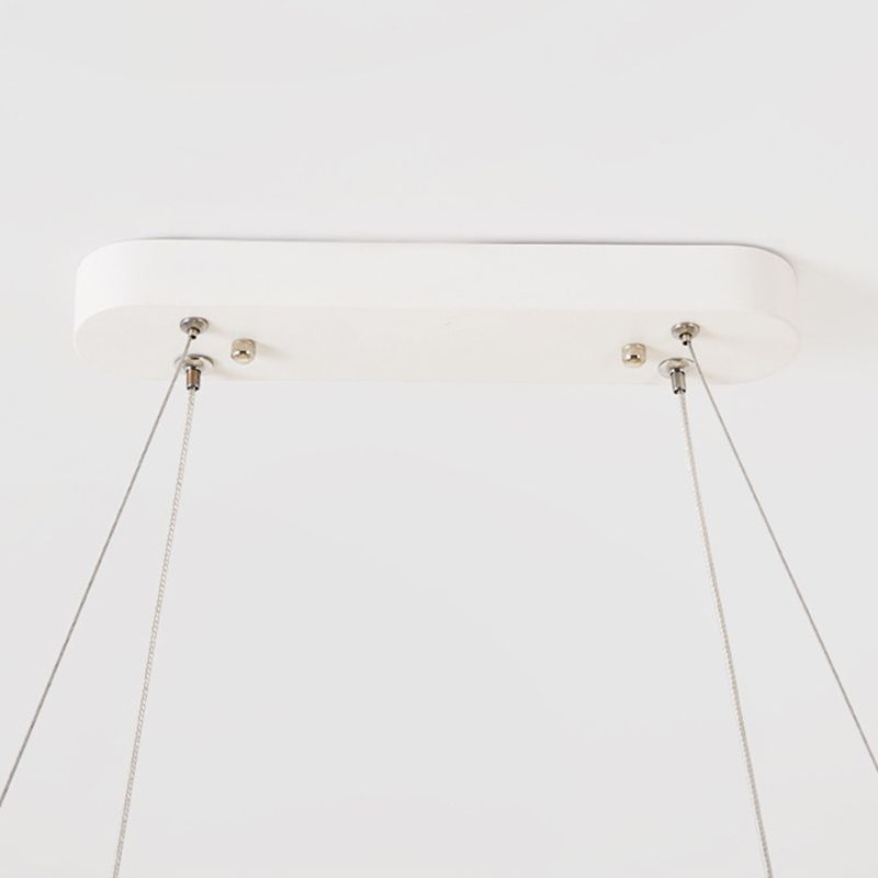 Oval Ring Kitchen Bar Island Light Acrylic LED Simple Hanging Lighting Fixture in Wood