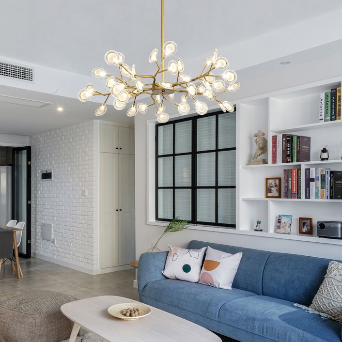 Luz colgante de luciérnaga de hierro forjado en simplicidad moderna Sputnik lámpara colgante ajustable para sala de estar