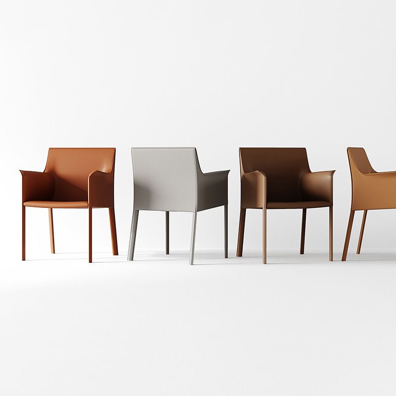Sillas auxiliares de comedor contemporáneas de metal, silla con respaldo sólido y brazo (juego de 2)