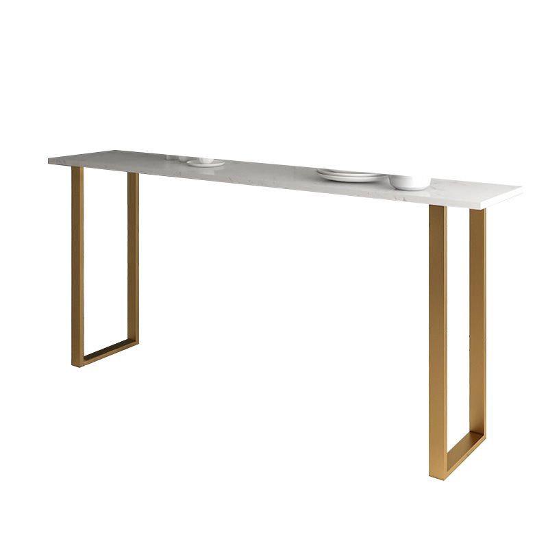 Glam Indoor Bar Dining Table White Marble Rectangle Bar Height Pub Table