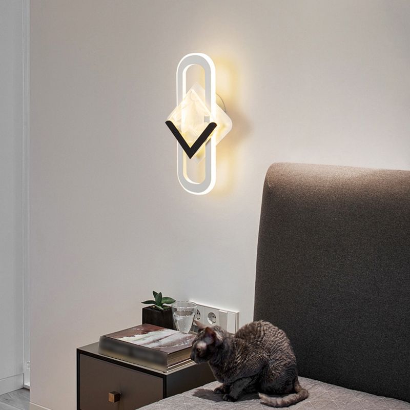 Modern Simple Iron Wall Light LED Wall Lamp with Acrylic Shade for Living Room