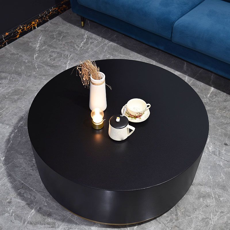 Modern Wood Coffee Table with Drawers Cocktail Table Round in Black