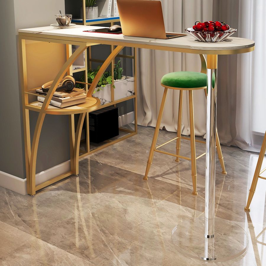 Glam Style 41.3"H Bar Table Faux Marble White Top Specialty Bistro Table