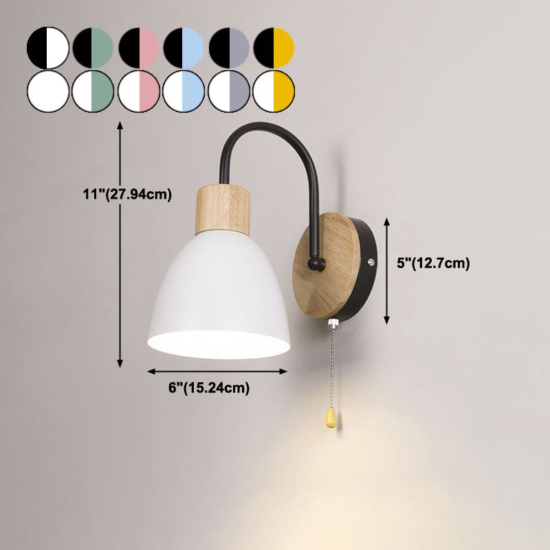 Moderner Stil Flared Leuchtenleuchten Holz 1 leichte Wand montierte Beleuchtung