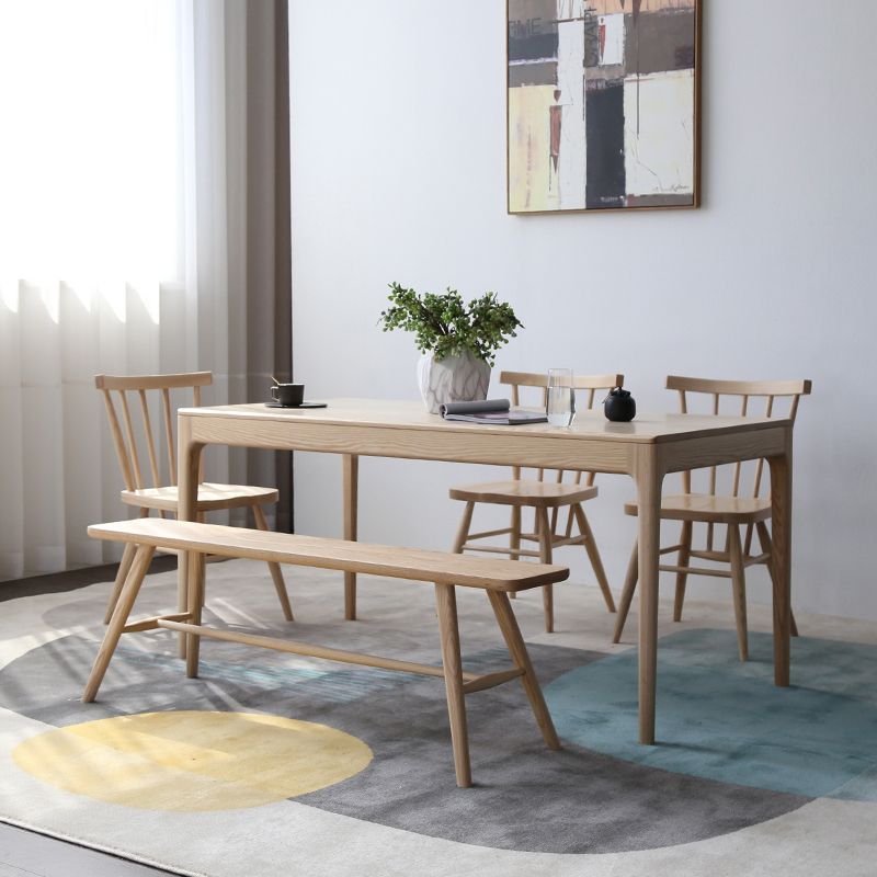 Medieval Modern Ash Wood Table for Restaurant Rectangle Table with 4 Legs