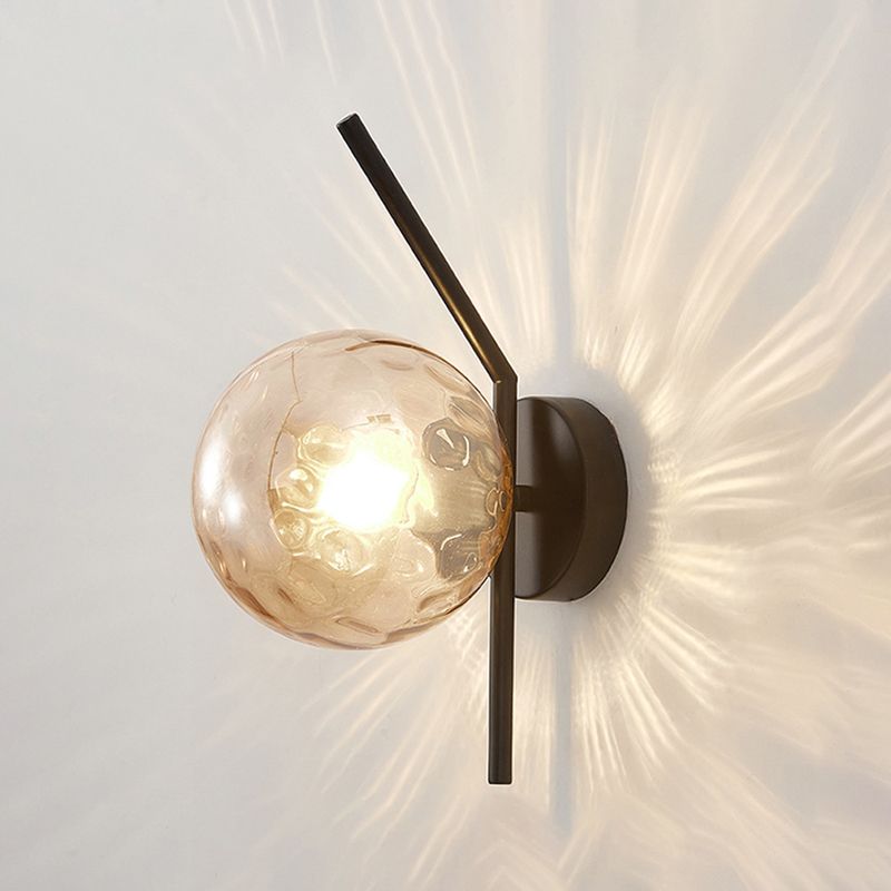 Simple 1-Light Wall Lighting Fixture Glass Spherical Wall Light for Hallway