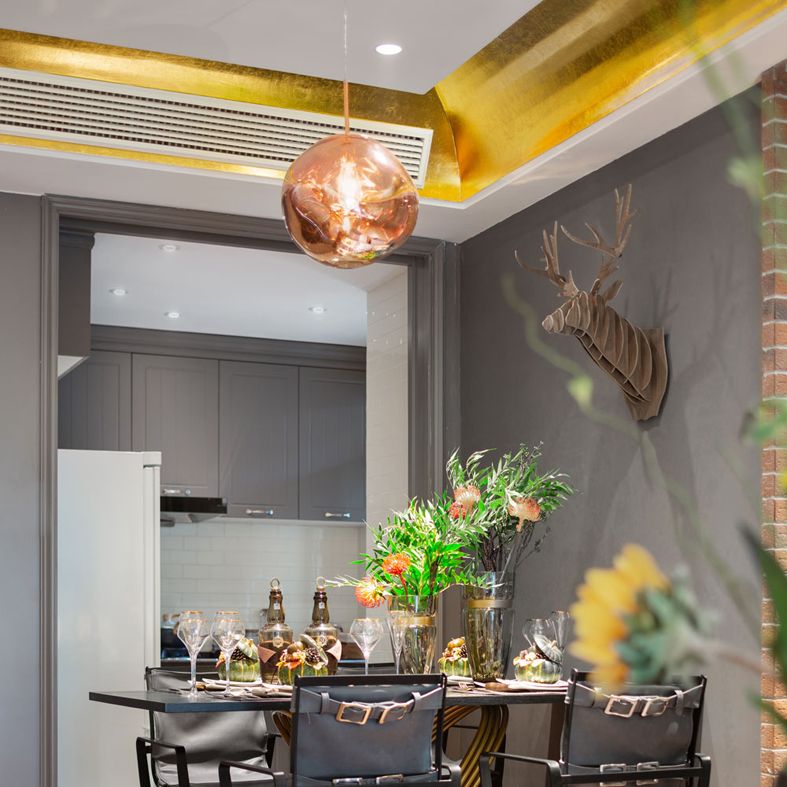 1-Ligth Mouth-Blown Glass Pendant Lighting Fixtures Minimalism Ceiling Pendant for Living Room