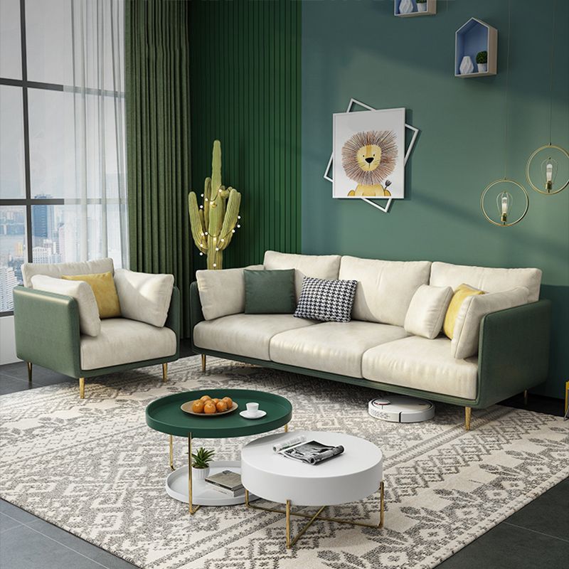 Sofa rembourré en cuir imité avec rembourrage de siège en latex sur le dos de l'oreiller