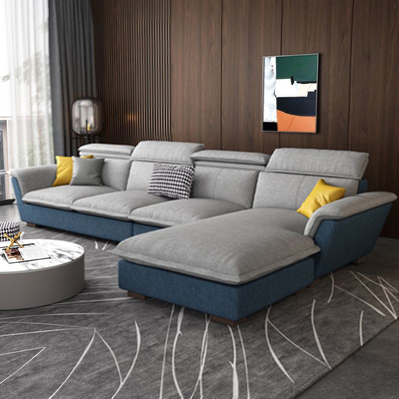 Faux Leather/Cotton Blend divano e chaise a forma di L sezionale per quattro persone